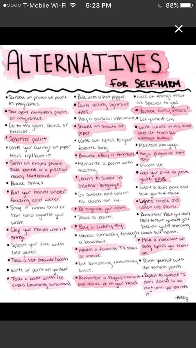 self harm alternatives - Glow Community