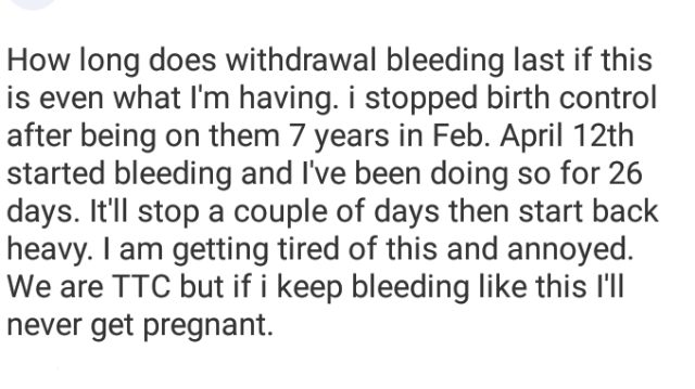 Withdrawal Bleeding Glow Community